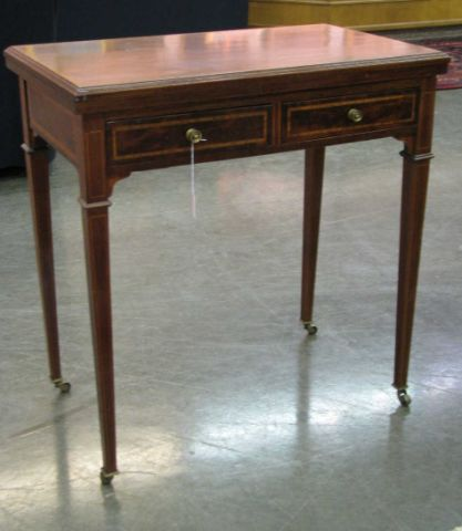Federal style game table mahogany with inlaid trim fold and