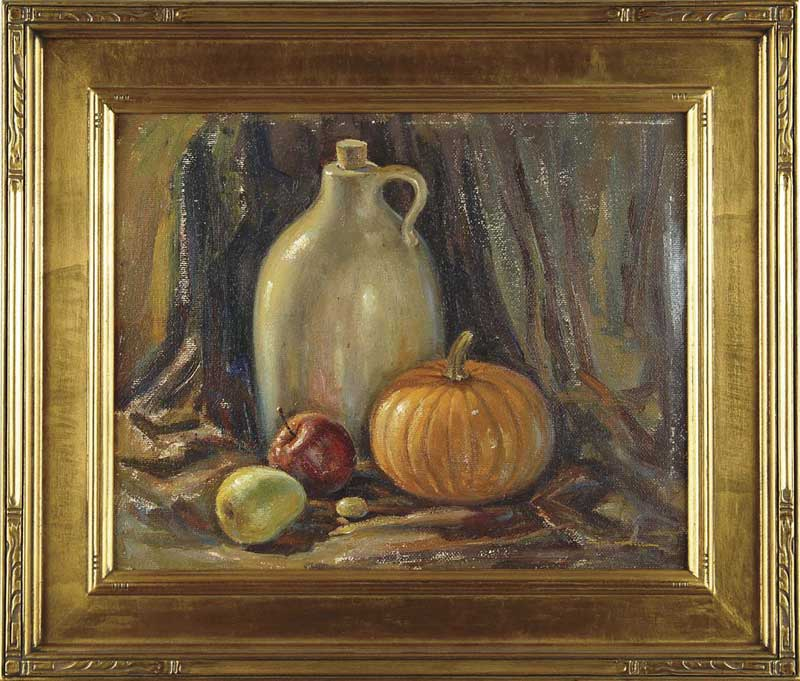WAYNE BEAM MORRELL American 1923 HARVEST STILL LIFE Oil on