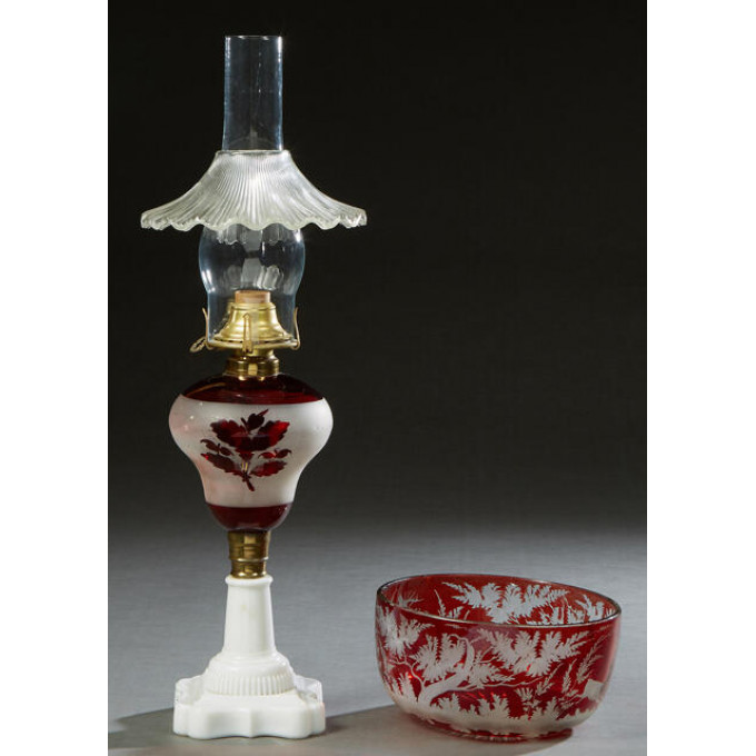 Two Pieces of Bohemian Ruby Glass late 19th c consisting