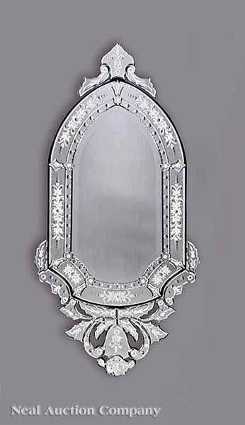 Two Venetian Etched Glass Mirrors in the 18th c Style