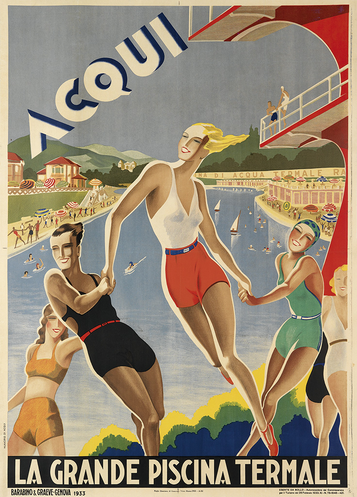 DESIGNER UNKNOWN ACQUI LA GRANDE PISCINA TERMALE 1933 55x39 1