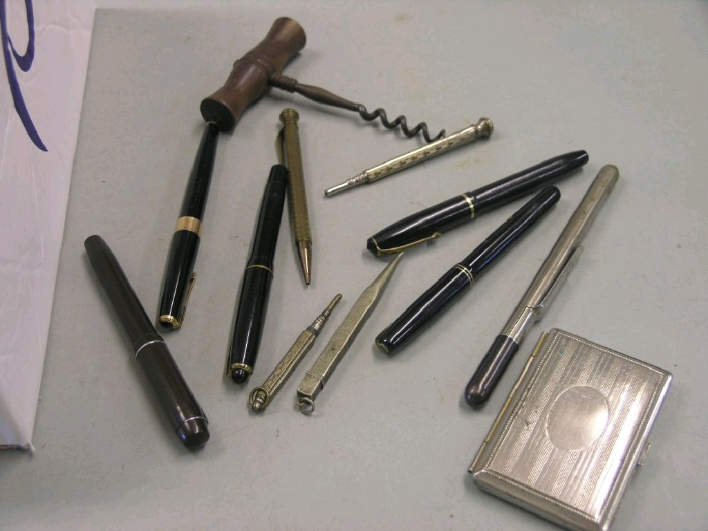 Fountain pens including Parker 17 Watermans Lever fill three other