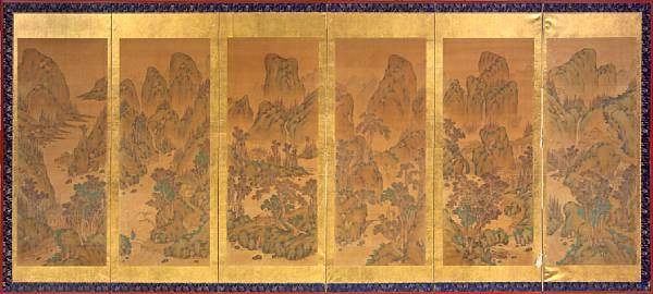 Literati School 19th Century Landscapes in the blue and green
