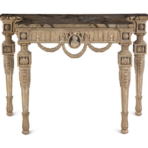 An Italian Painted Console Table 20th Century Height 35 x