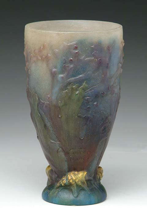 A WALTER VASE Wonderful pate de verre vase with undersea
