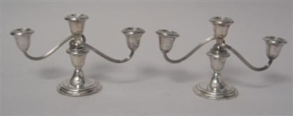 Pair of Gorham sterling silver three light candelabra 20th century