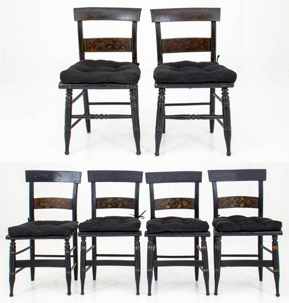 AMERICAN STENCILED AND EBONIZED SIDE CHAIRS 6 American stenciled and