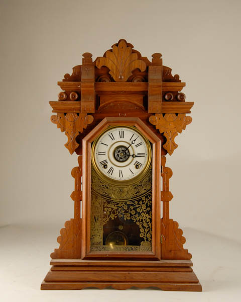 Ingraham Walnut Clock with alarm 8 day time and strike