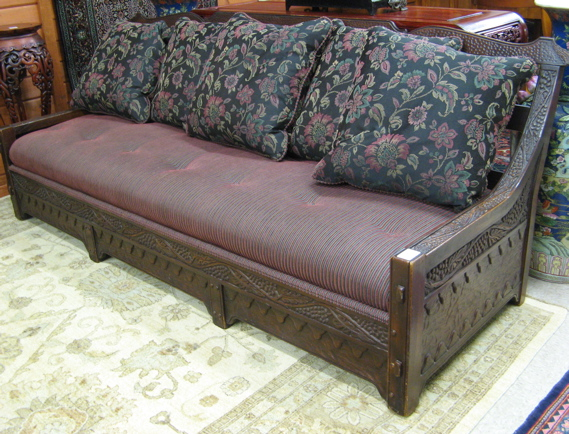 CARVED OAK SOFA American early 20th century the grape carved