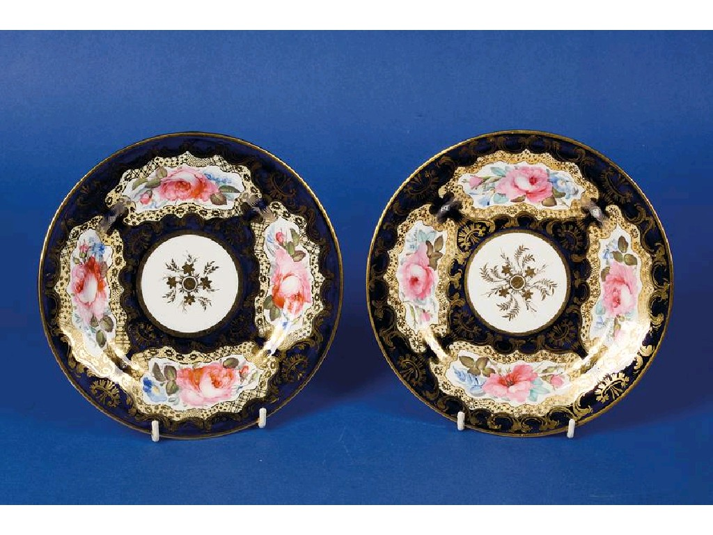 A PAIR OF COALPORT DESSERT PLATES circa 1820 the royal