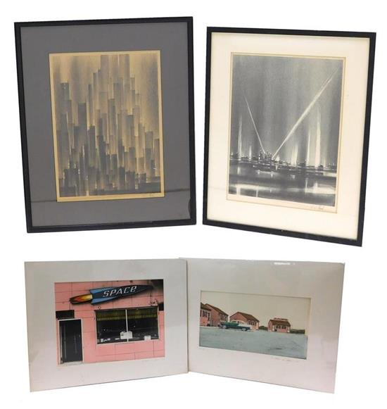 Florsheim and Teger four lithographs and photographs depicting iconic 20th