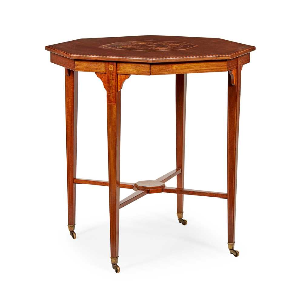 EDWARDIAN MAHOGANY AND MARQUETRY LAMP TABLE EARLY 20TH CENTURY the