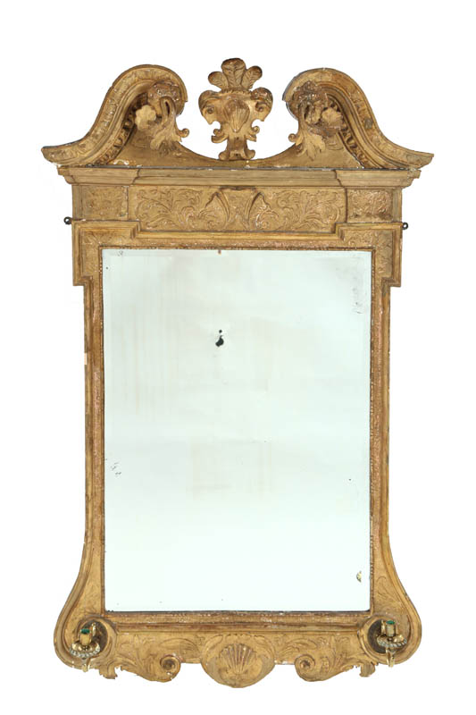 MIRROR England 19th century pine Broken arch pediment with acanthus