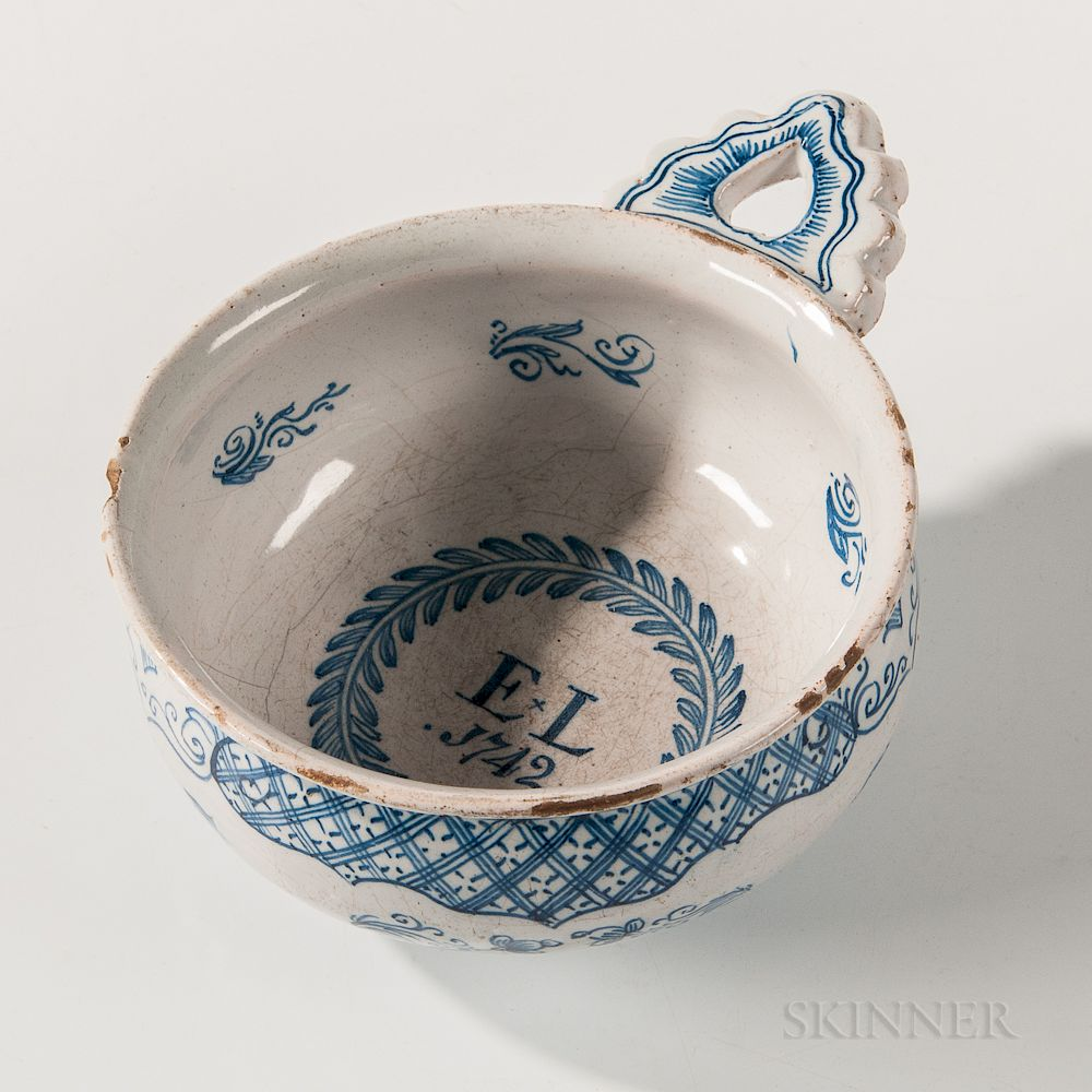 Dated Tin glazed Earthenware Porringer Dated Tin glazed Earthenware Porringer