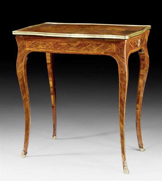 WORK TABLE WITH FLORAL MARQUETRY known as a table crire