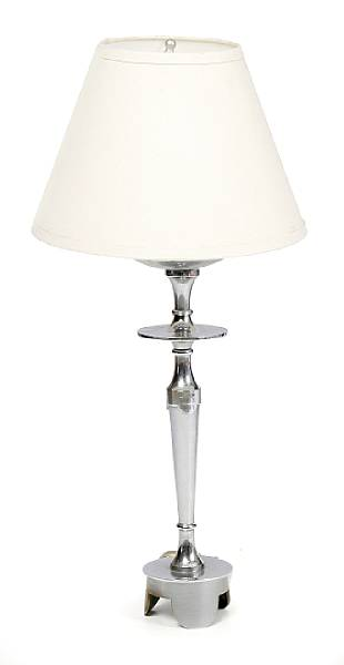An Art Moderne chrome table lamp height 24in diameter of