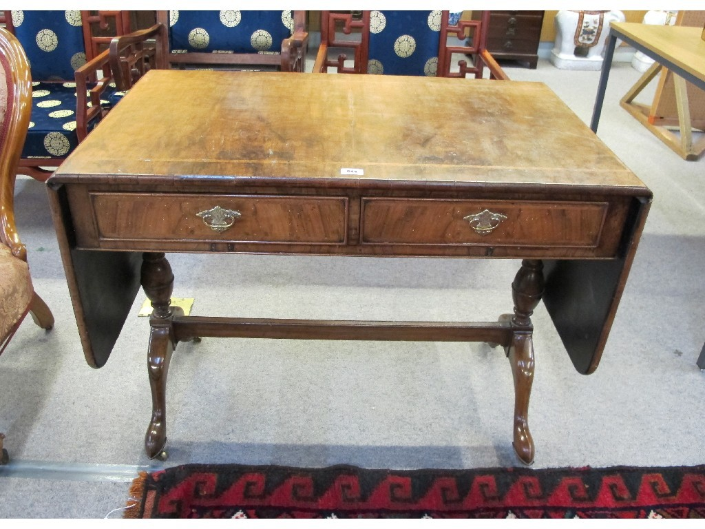 19th century walnut inlaid sofa table