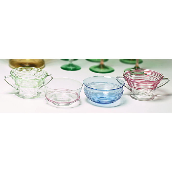 Steuben vase double handled shape in clear glass with applied