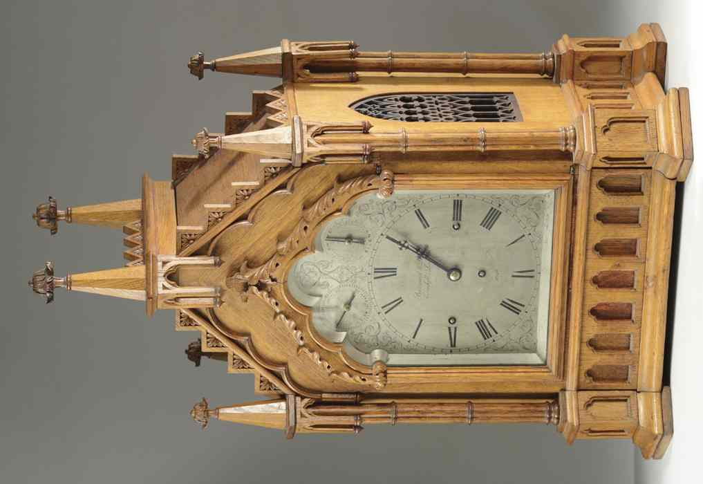OAK CASED GOTHIC REVIVAL BRACKET CLOCK Barraud Lunds Cornhill London