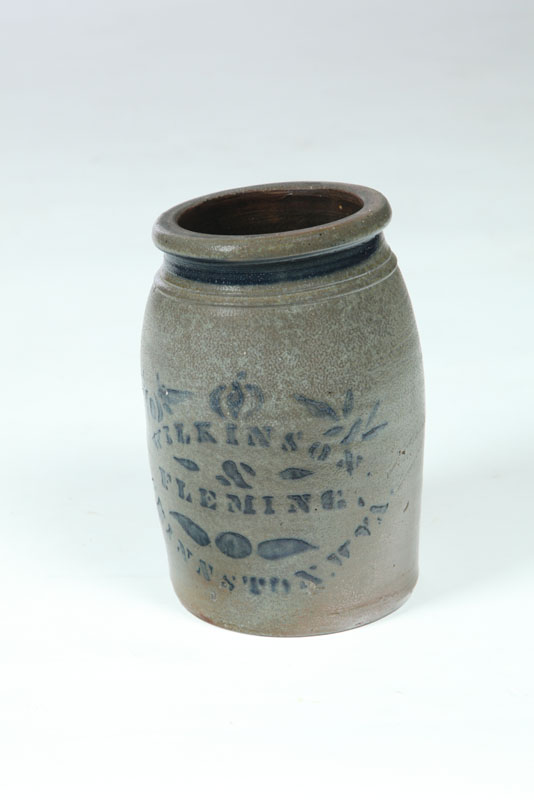 STONEWARE CROCK American 2nd half 19th century Cobalt stenciled label
