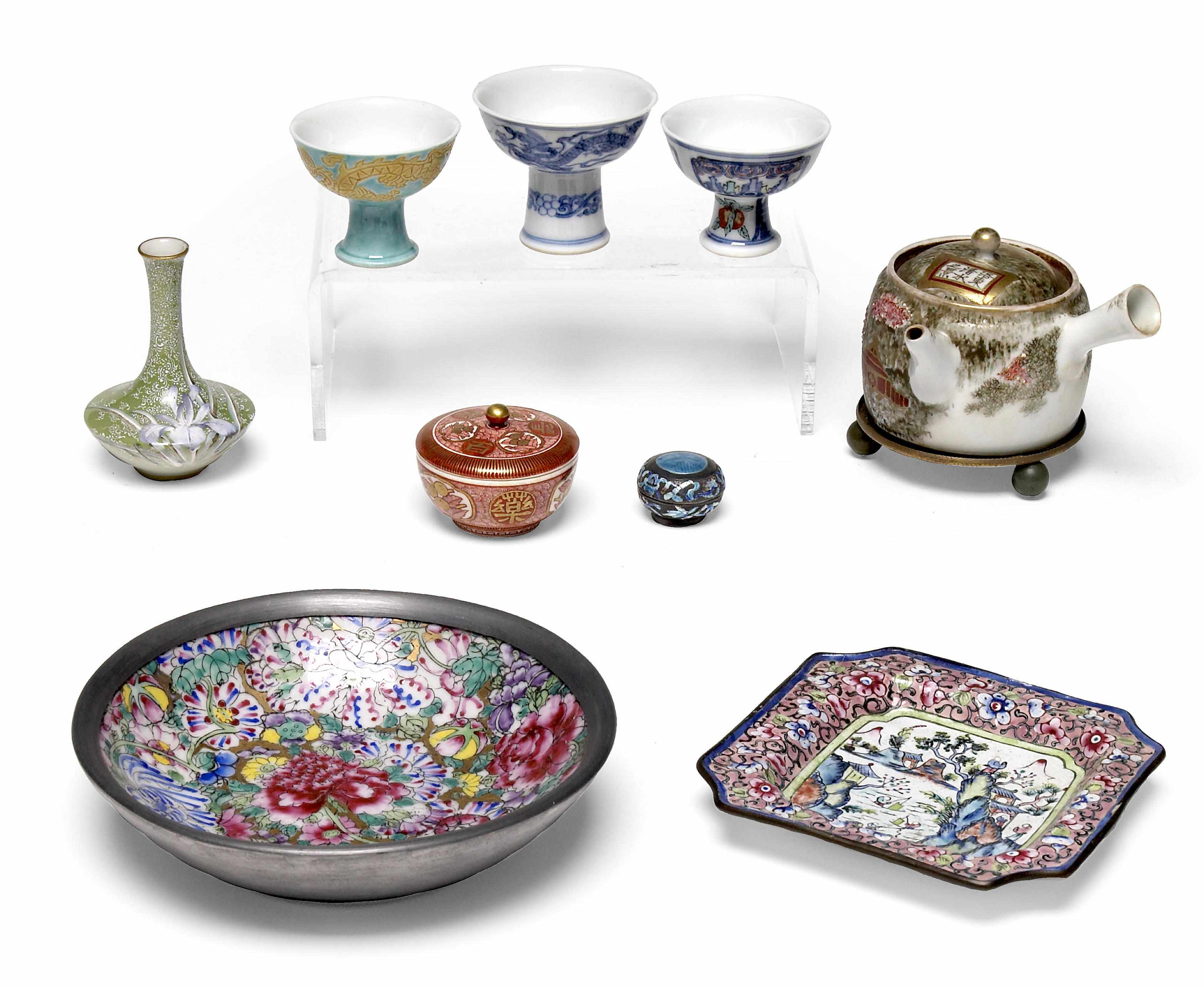 A group of nine Asian decorative small table articles late