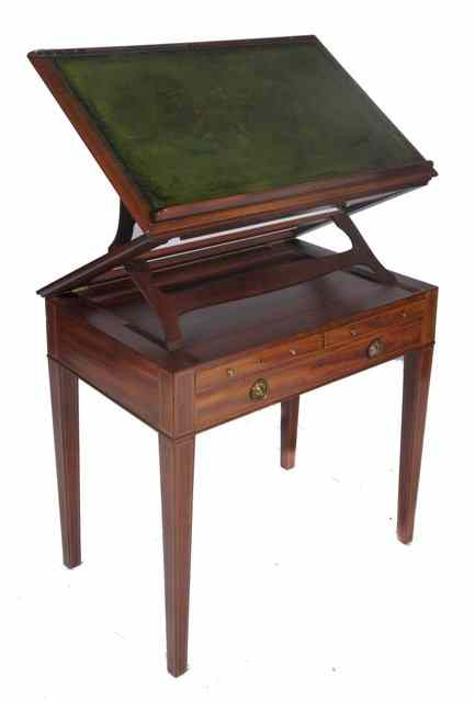 GEORGE III MAHOGANY ARCHITECTS CRAFTSMAN S DESK with adjustable rectangular