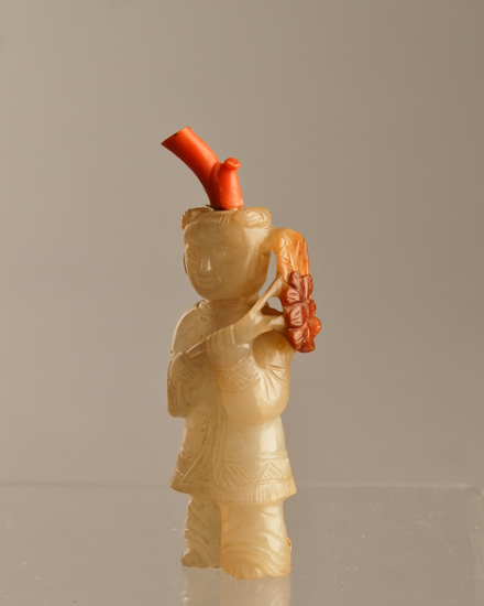 A 19th C Figural White Jade Snuff Bottle a figure