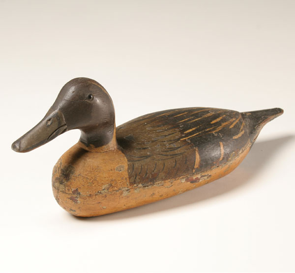Hand carved wooden duck decoy hand painted pintail drake glass