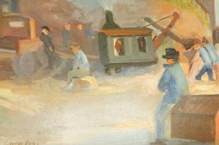 Signed GEORGE BENJAMIN LUKS Genre Painting Labor Signed GEORGE BENJAMIN
