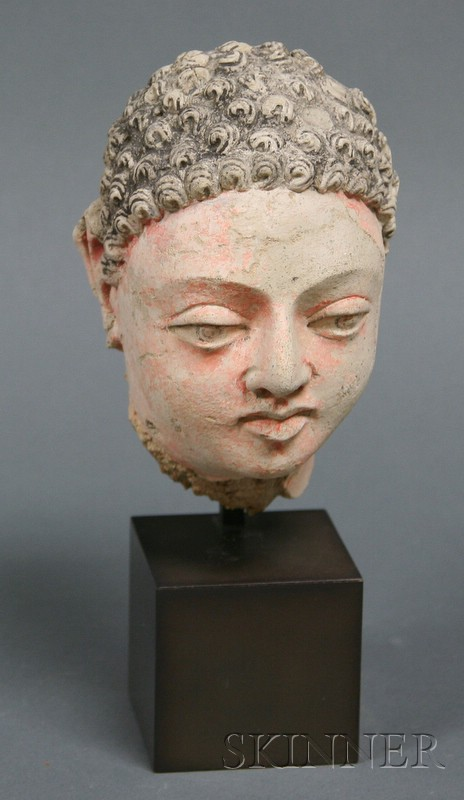 Stucco Head of Buddha Gandhara 2nd century B C traces