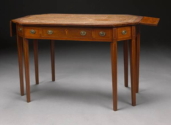 A George III inlaid mahogany writing desk circa 1800 The
