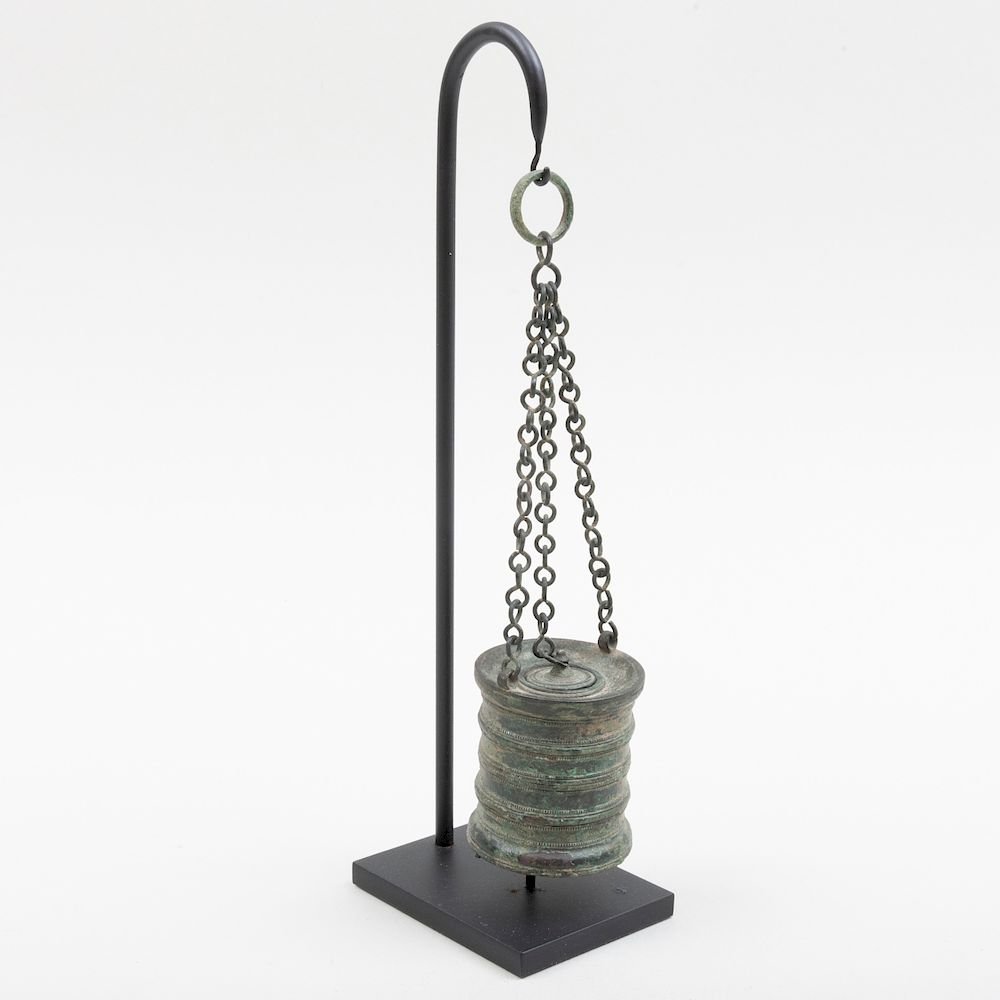 Greek Bronze Inkwell with Chain Possibly Magna Graecia Greek Bronze