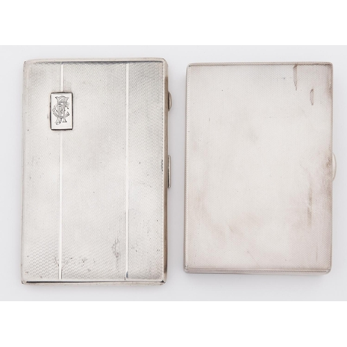 An Elizabeth II silver cigarette case engine turned 11 5cm