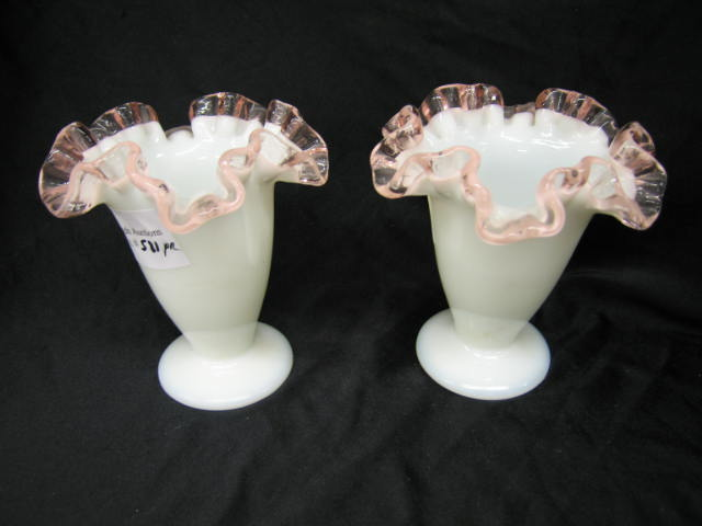 Pair of Fenton Pinkcrest Vases