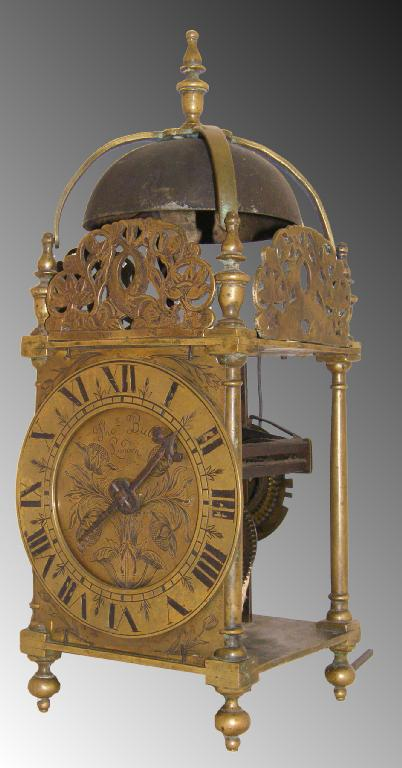 Brass lantern clock the 5 75 chapter ring enclosing a