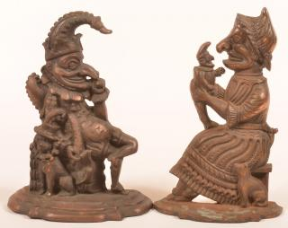 Cast Iron Punch and Judy Doorstops Cast Iron Bronze Finish