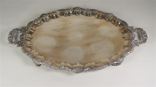 Victorian Style Silverplate Waiter 20th Century Shell scalloped edge to
