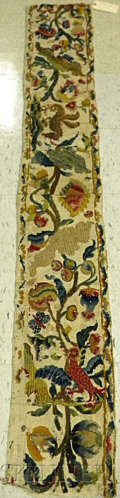 Bed Valance Panel England early 18th century comprised of an