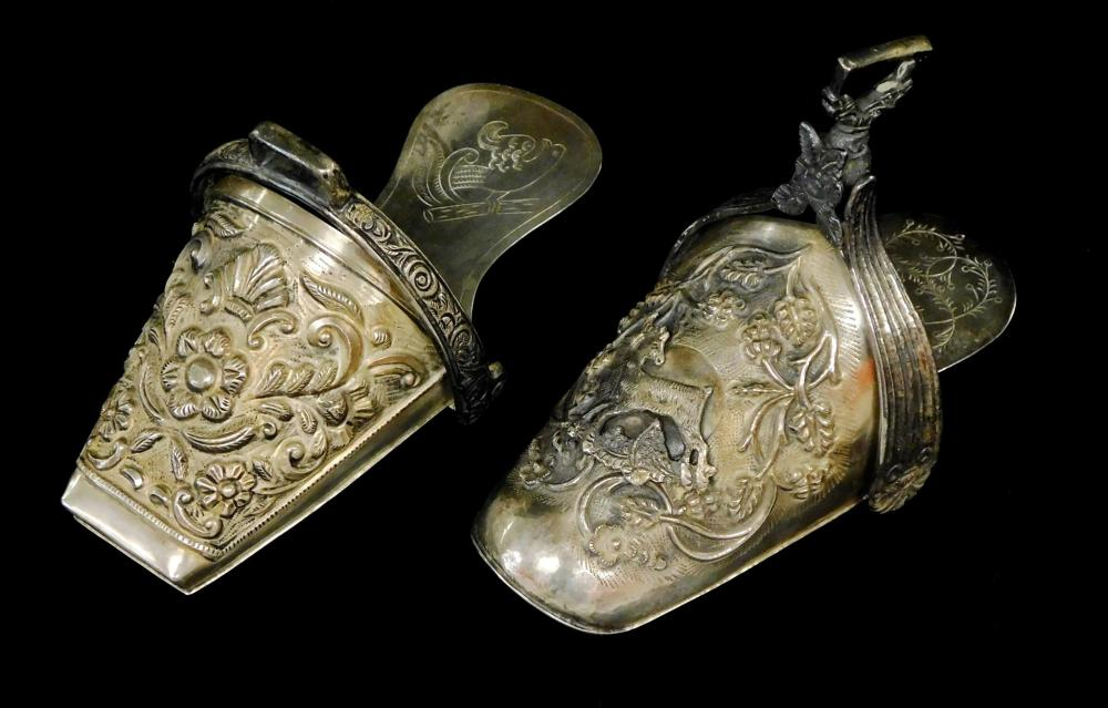 SILVER Two South American likely Peruvian tested silver stirrups both