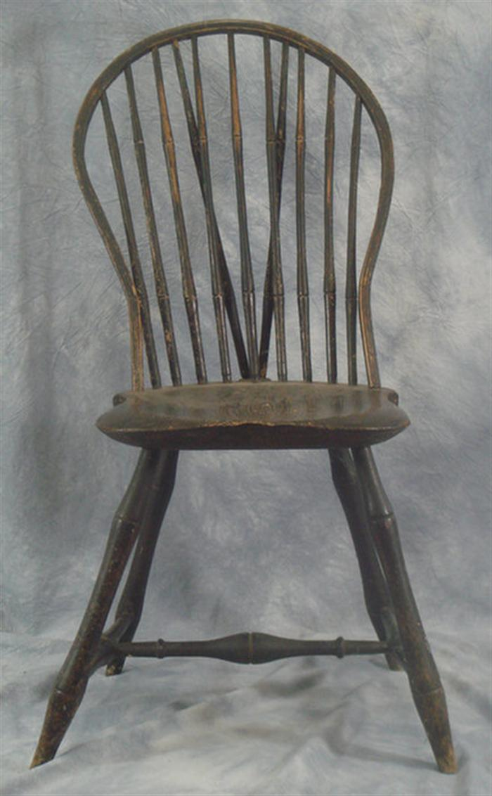 Nine spindle brace back Windsor side chair with bamboo turnings
