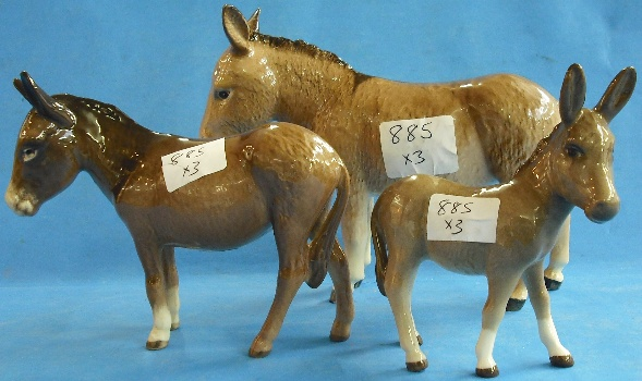 Beswick model of Donkey 1364 Donkey Foal 2110 and Donkey