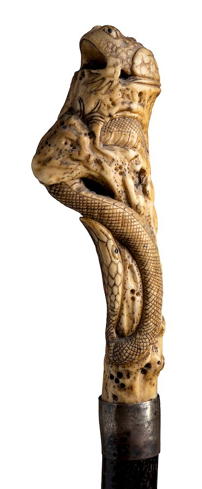 Antique bone mounted walking stick cane England early 20th Century