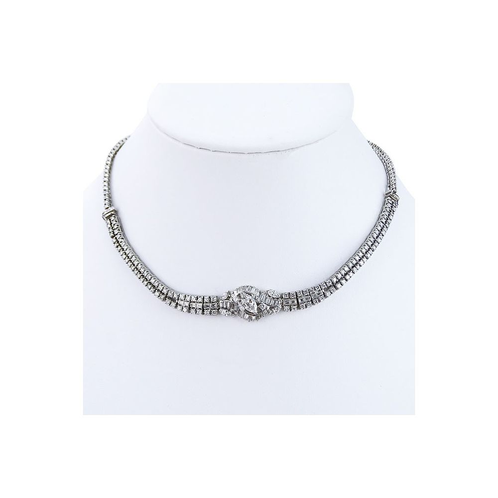 0ct Diamond and Platinum Necklace Vintage Approx 12 0 Carat