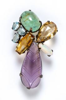 A Silver and Multigem Cluster Brooch Ann Eli 16 60