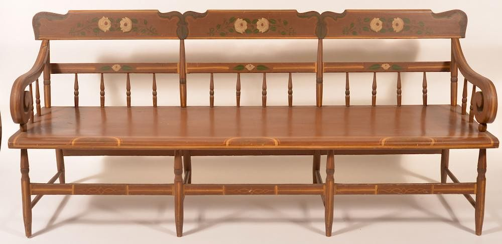 PA 19th Century Half Spindle back Settee Pennsylvania 19th Century