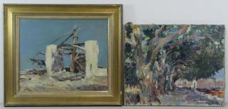 ZIMMERMANN Rene 2 Oil on Canvas Landscapes Noria Espagne signed