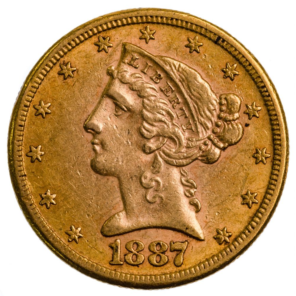 1887 S 5 GOLD XF