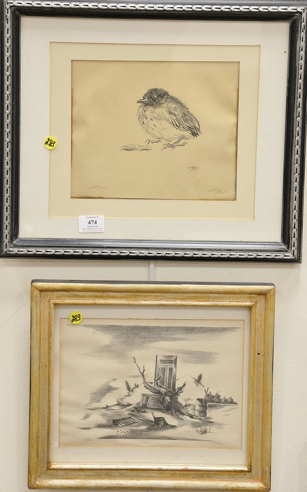 Three framed pieces Krieger lithographs Spring Idyll 3 25 signed