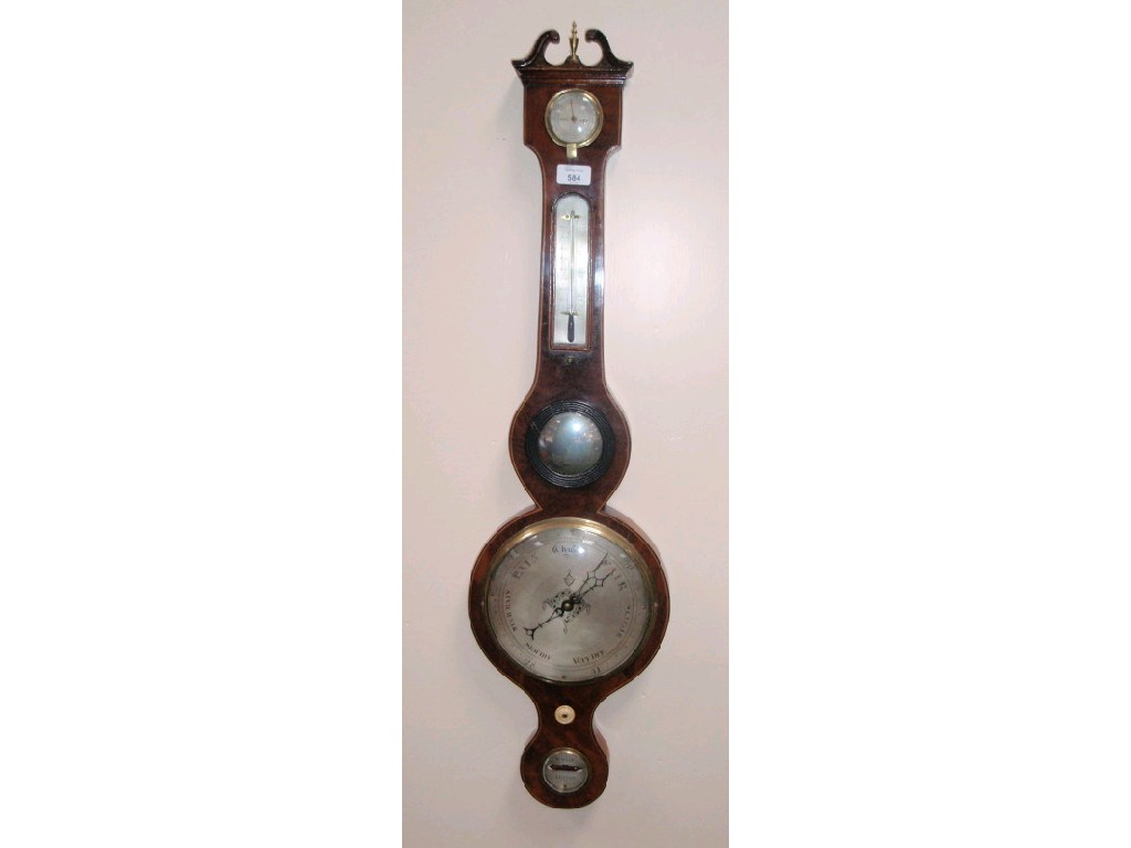 A George III mahogany cased wheel barometer signed W Hair