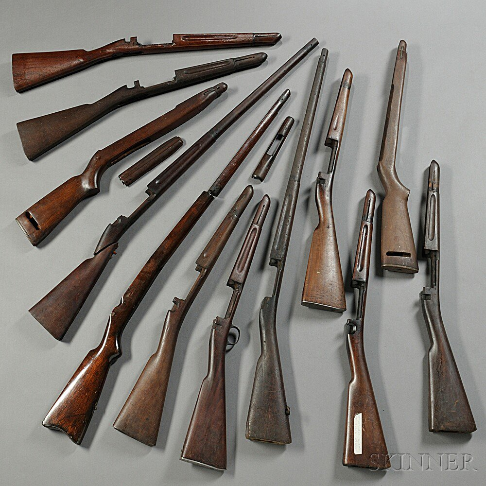 Twelve Rifle Stocks c late 19th to mid 20th century